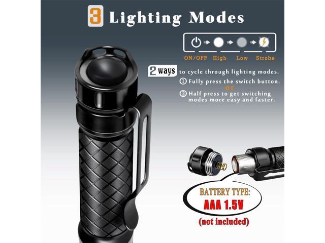 4 Pack 3 Modes Small Mini Flashlights LED Powerful Portable Pocket Compact light AAA Battery