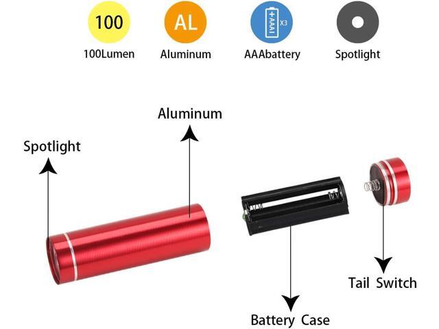 KunHe 6 Pack Red Light Mini LED Flashlight Small Flashlights Flash Light for Astronomy Aviation Night Animal Observation