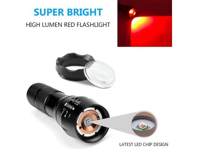 2 Pcs Powerful Red LED Flashlight Single Mode Long Range Red Hunting Light Torch Zoombale, Waterproof Red Torch Best for Astronomy, Aviation, Night...