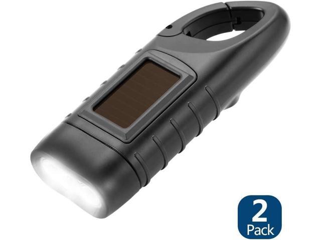 Simpeak 2-Pack Hand Crank Solar Powered Flashlight, Emergency Rechargeable LED Flashlight, Survival Flashlight, Quick Snap Carbiner Dynamo...