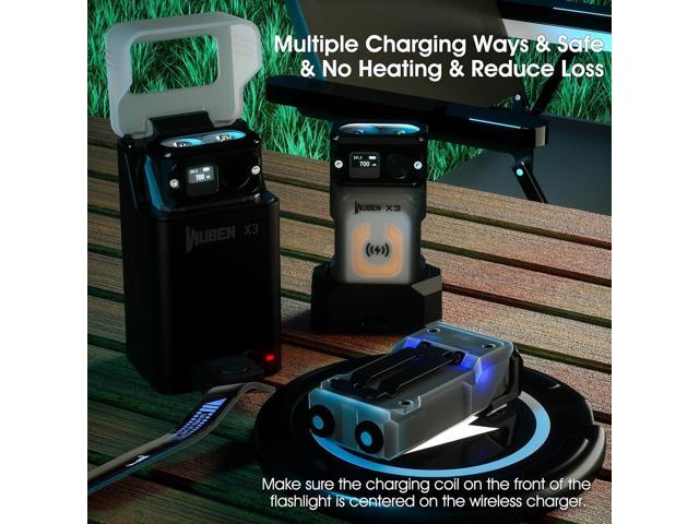 WUBEN X3 EDC Keychain Flashlight with Rechargeable Charging Box 180 Degree Rotating Head Mini Flashlight Ip65 Waterproof Magnet Pocket Flashlight...