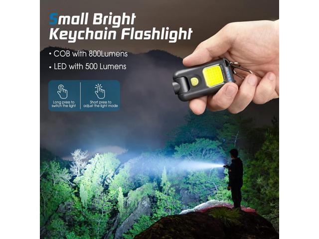 EGUKU LED Small Flashlight, 800Lumens 180°Rotatable Rechargeable COB Keychain Flashlights 5 Modes Bright Mini Portable Pocket Light Clip-on Hat...