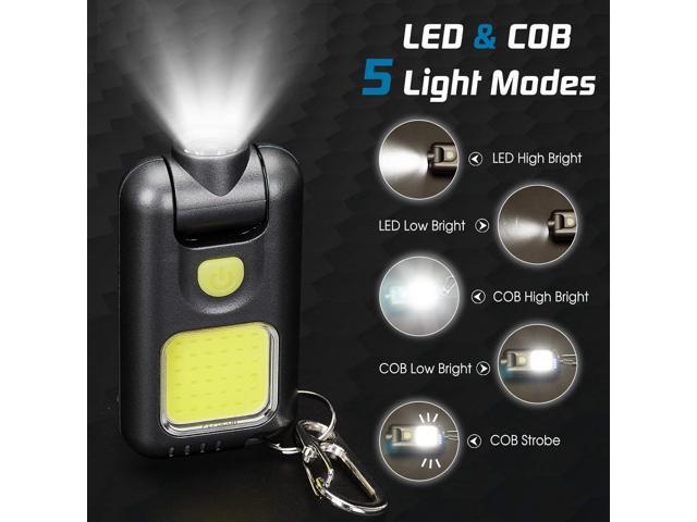 EGUKU LED Small Flashlight, 800Lumens 180°Rotatable Rechargeable COB Keychain Flashlights 5 Modes Bright Mini Portable Pocket Light Clip-on Hat...