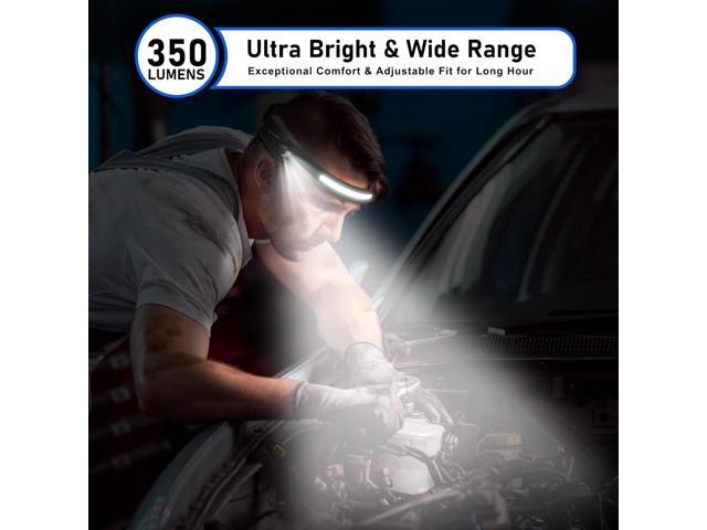 (2-Pack) Rechargeable LED Headlamp, 350 Lumens, Waterproof, 5 Lighting Modes Adjustable, Lightweight Design