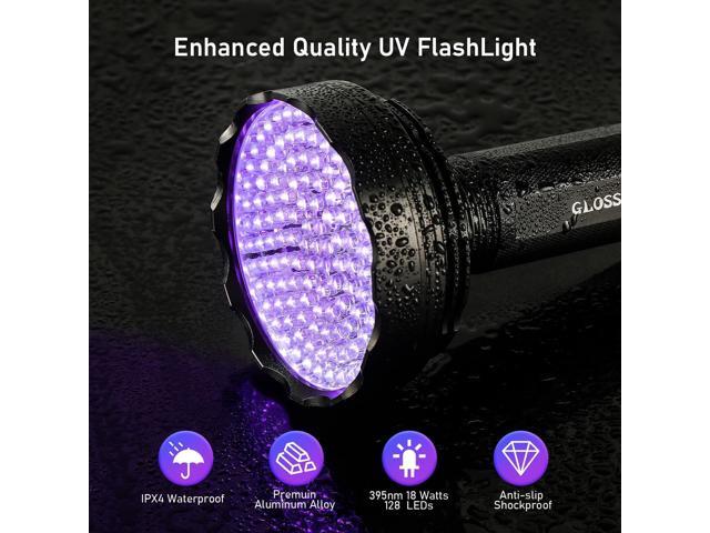 Blacklight Flashlight,128 LED UV Flashlights, Upgraded Bright Ultraviolet Flashlight Professional Black Light for Dog/Cat, Hunting Scorpions