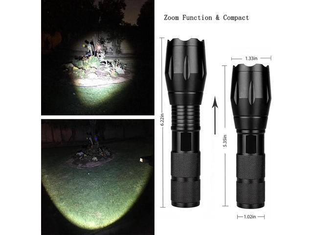 Military Grade Flashlight High Lumen 5 Modes Water Resistant LED Tactical Torch Flash Light, 2 Pack