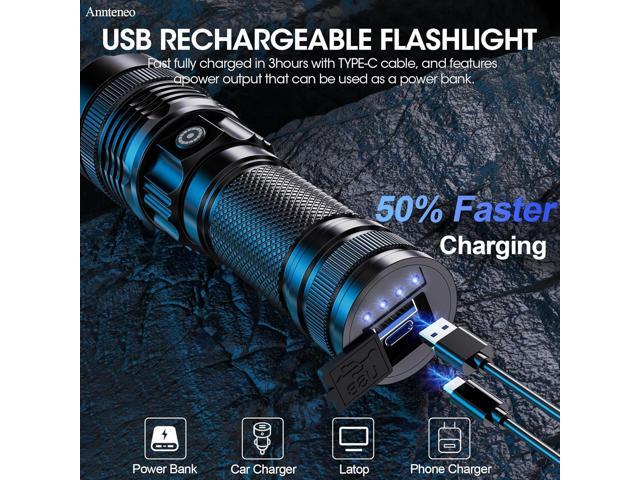 Flashlights High Lumens, 25000lm Super Bright Flashlight USB Rechargeable-1600Meter Long Beam LED Flashlights(Included Battery)- Zoomable Spotligh...