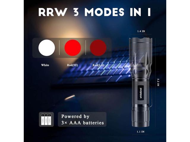Upgraded Red Flashlight, Bright White &High/Low Power Red Light Options with Memory, Zoom Lens, Portable Weatherproof LED Small Torch for Aviation,...