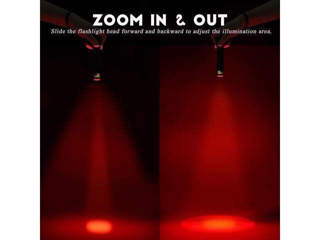 Upgraded Red Flashlight, Bright White &High/Low Power Red Light Options with Memory, Zoom Lens, Portable Weatherproof LED Small Torch for Aviation,...