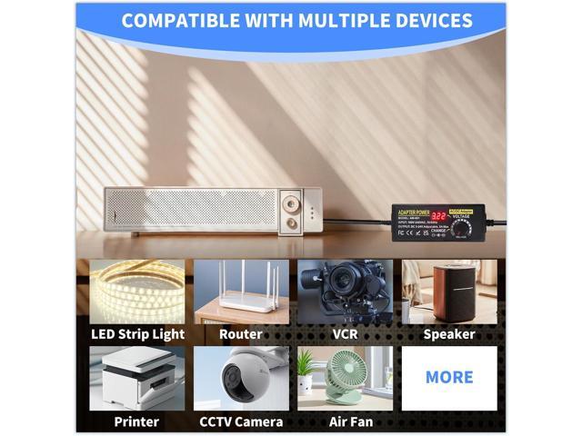 Adjustable Power Supply 3V~24V 5A 120W Universal 100V-240V AC/DC Power Adapter Converter 8V 12V 15V 18V 19V 20V 24V Power Supply with 14 DC...