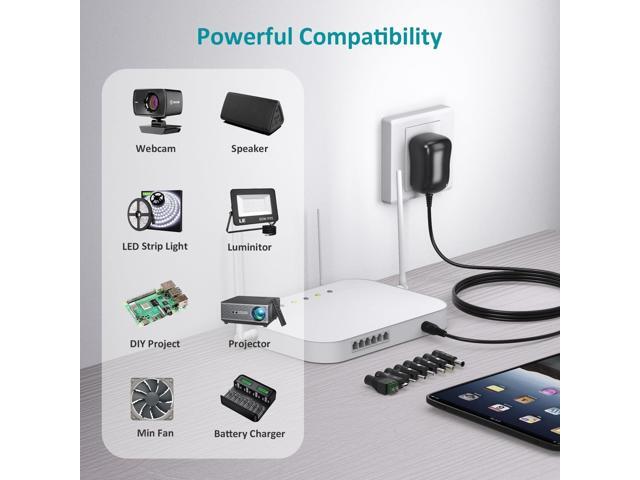 12W Universal Power Supply 12V 9V 7.5V 6V 5V 4.5V 3V 1A AC to DC Adapter for Led Strip Router Speaker CCTV Camera Tablet Radio 3 to 12 Volts 1000mA...