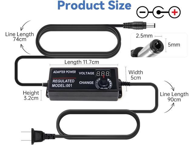3V-24V 3A 72W Power Supply Adjustable DC from 3V to 24V Variable Universal Continuous AC/DC Adapter 100V-240V AC to DC Converter with 8 Tips.
