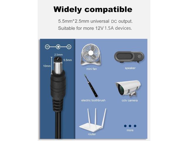 DC 12 Volt 1.5 Amp Switching Power Supply, 100-240V 50-60Hz AC to DC 12V 1.5A 18W Power Supply Cord Adapter with 5.5mm x 2.5mm Barrel, and 10 More...