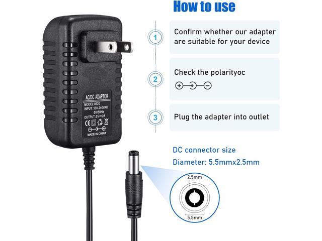 TOBWOLF 2PCS 5V 2A Power Supply Adapter, DC 5V 10W Switching Power Adapter, AC 100V-240V to DC 5 Volt 2 Amp Universal Switching Transformer, 5.5 x...