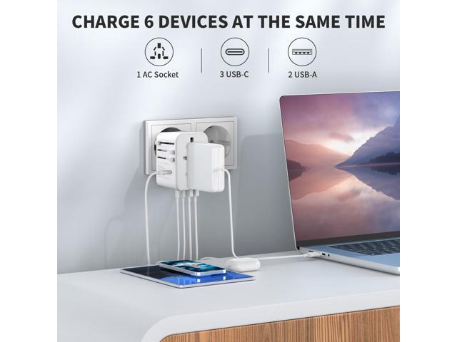 EPICKA Universal Travel Adapter, GaN International Plug Adapter with 3 USB-C 70W PD Fast Charging & 2 USB-A Adaptor All-in-one Wall Charger for USA...