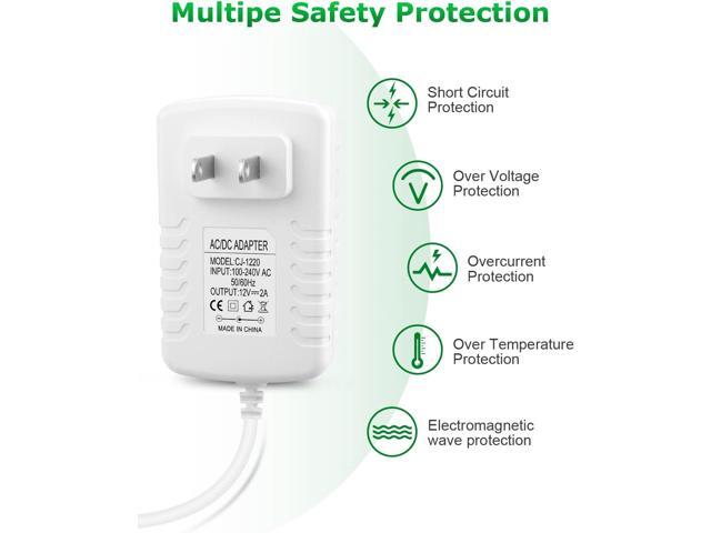 12V 2A Power Supply 24W AC/DC Adapter Wall Charger Replacement Power Cord AC 100V-240V to DC 12Volt 2A 1.5A 1A Converter for Security Camera BT...