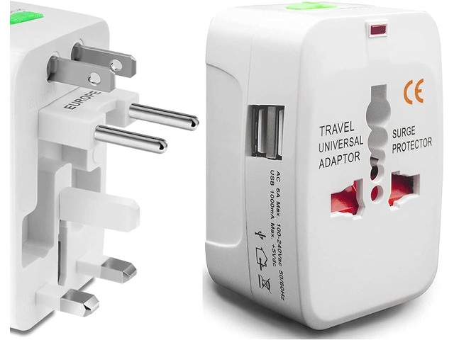 Universal Travel Adapter, International Power Adapter with 2 USB Ports, Plug Adapter Travel Adapter Worldwide Universal Charger Power Adapter - for...