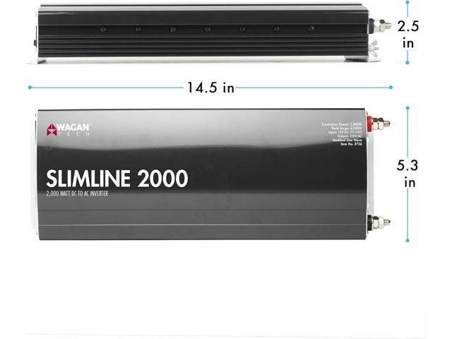 Wagan EL3724 2000W Slim Line AC to DC Power Inverter 2000W TrueRated Continuous 4500W Surge Power DC 12V to AC 110V Power Inverter with 3 AC...