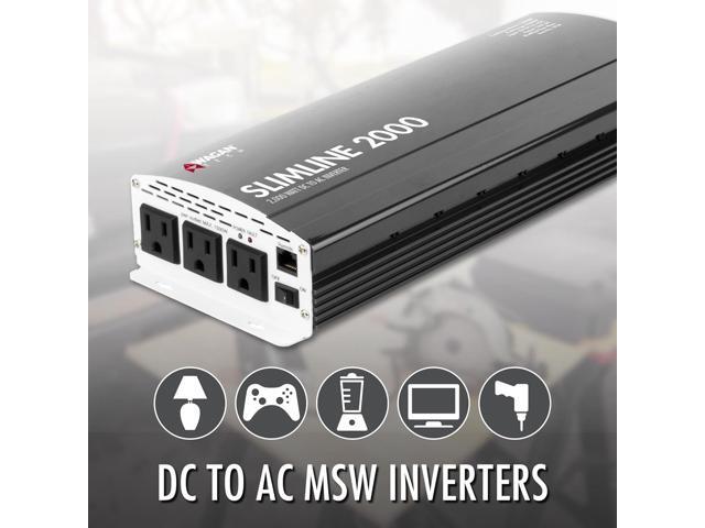 Wagan EL3724 2000W Slim Line AC to DC Power Inverter 2000W TrueRated Continuous 4500W Surge Power DC 12V to AC 110V Power Inverter with 3 AC...
