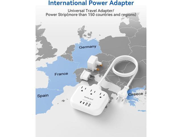 European Travel Plug Adapter, US to European Plug Adapter with 3 American Outlets & 4 USB, 3ft European Power Cord, International Travel Power...