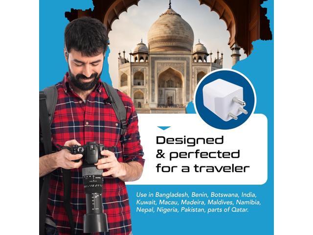 Ceptics India, Nepal, Bangladesh Travel Adapter Plug with Dual USB - Type D - Usa Input - Ultra Compact - Safe Grounded Perfect for Cell Phones,...