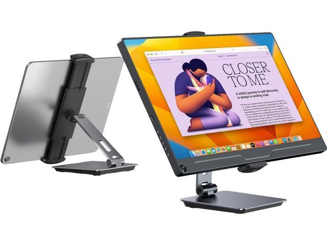 UPERFECT 5.9''-17.3'' Portable Monitor Stand, Adjustable 360° Swivel Bracket, 180° Tiltable Clamp, Heavy Duty Aluminum Stand for Pad/Tablet
