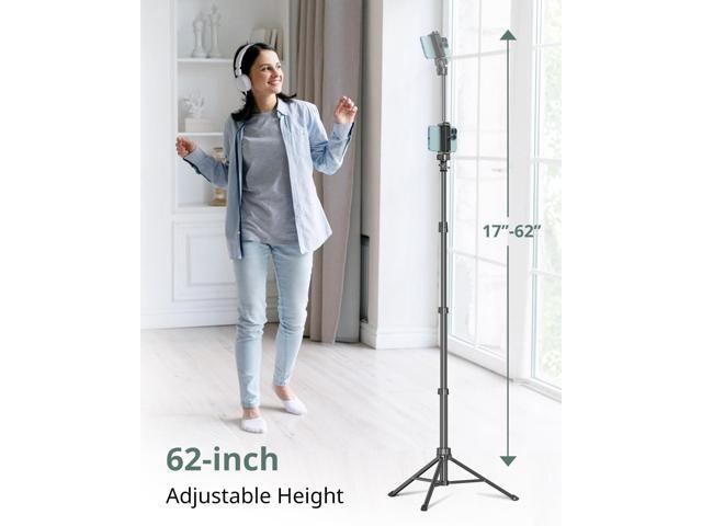 62' Phone Tripod & Selfie Stick, Extendable Cell Phone Tripod Stand with Wireless Remote and Phone Holder, Compatible with iPhone Android Phone,...