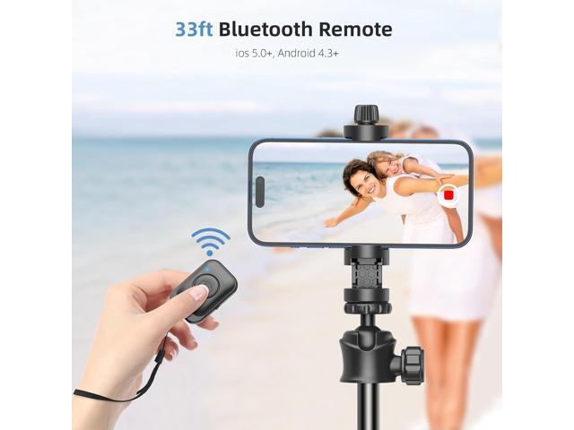 Extendable Phone Tripod for iPhone & Selfie Stick with Remote, 360 Ball Head for Video Recording