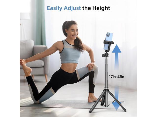 Extendable Phone Tripod for iPhone & Selfie Stick with Remote, 360 Ball Head for Video Recording