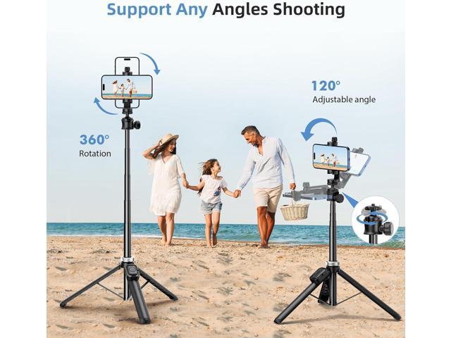 Extendable Phone Tripod for iPhone & Selfie Stick with Remote, 360 Ball Head for Video Recording