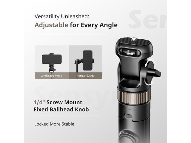 Sensyne 72' Extendable Tripod for iPhone & Selfie Stick with Detachable Phone Holder & Wireless Remote, Compatible with All Cell Phones, Black