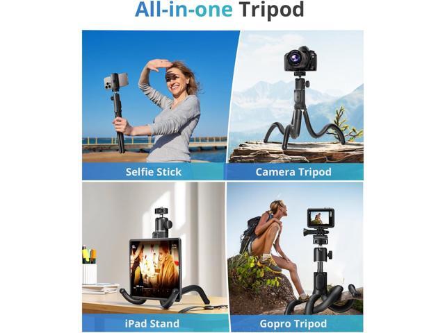 UBeesize Extendable Phone Tripod, Flexible Tripods with Remote, 3 in 1 Selfie Stick with Gopro Mount, iPhone Stand for Recording, Volgging, Live...