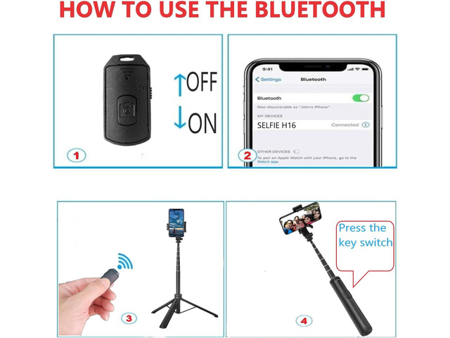 66' Tripod for iPhone & Camera, Portable Phone Tripod with Rechargeable Remote Control and Rotate Phone Stand, Selfie Stick for iPhone/Gopro and...