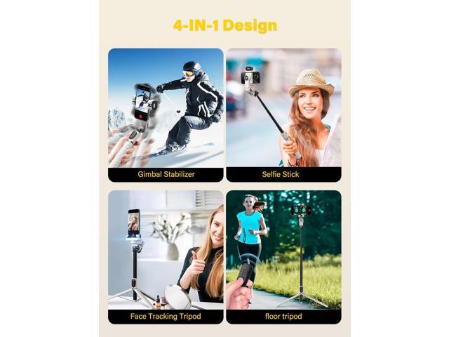 Smartphone Gimbal Stabilizer, Smart Face Tracking Tripod Without APP - 4 in 1 Cellphone Gimbal Stabilizer for iPhone & Android Extended 108cm Rod...