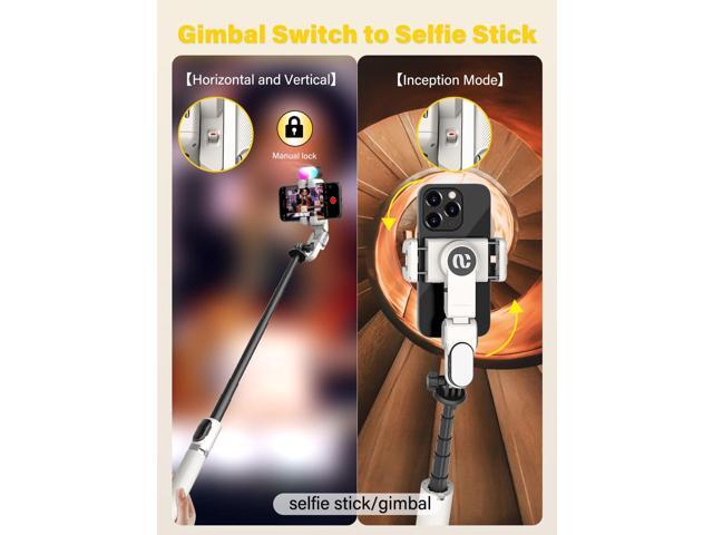 Smartphone Gimbal Stabilizer, Smart Face Tracking Tripod Without APP - 4 in 1 Cellphone Gimbal Stabilizer for iPhone & Android Extended 108cm Rod...