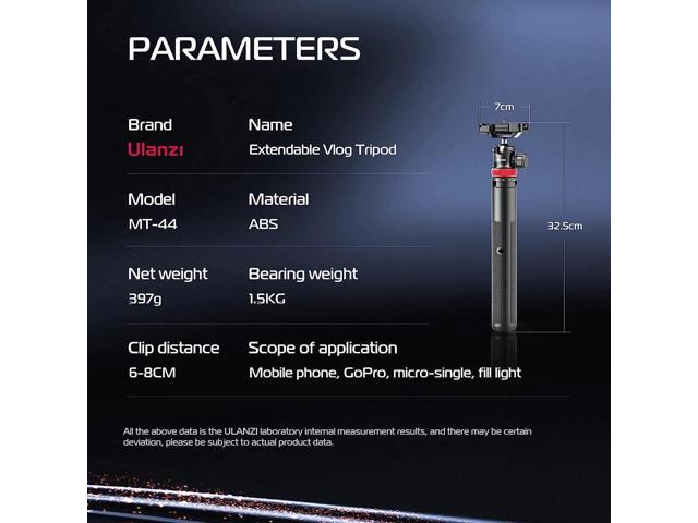 ULANZI MT-44 Extendable Phone Tripod, 59' Selfie Stick Vlog Stand with 2 in 1 Phone Clip, 360° Ball Head Camera-Tripod for iPhone Sony Canon Action...