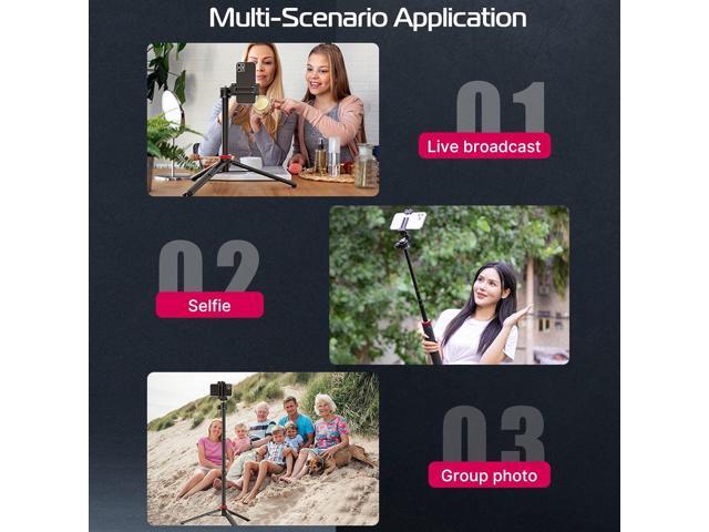 ULANZI MT-44 Extendable Phone Tripod, 59' Selfie Stick Vlog Stand with 2 in 1 Phone Clip, 360° Ball Head Camera-Tripod for iPhone Sony Canon Action...