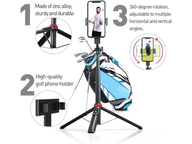 62' Phone Tripod & Selfie Stick for Golf Training, Extendable Cell Phone Tripod Stand with Wireless Remote and Phone Holder, Golf Training Aid -...