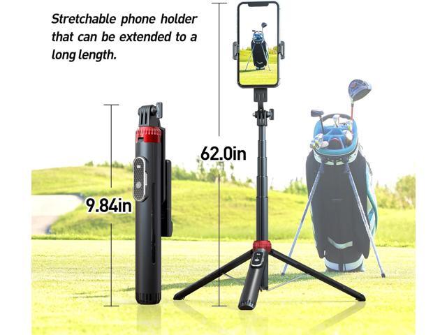 62' Phone Tripod & Selfie Stick for Golf Training, Extendable Cell Phone Tripod Stand with Wireless Remote and Phone Holder, Golf Training Aid -...