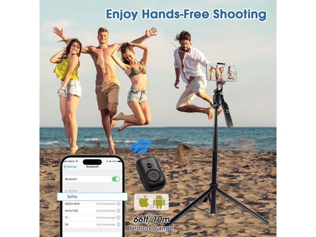 80' Phone Tripod, Selfie Stick Tripod with Remote Extendable All-in-1 Travel Light Phone Tripod Stand, Portable Camera Tripod Compatible with...