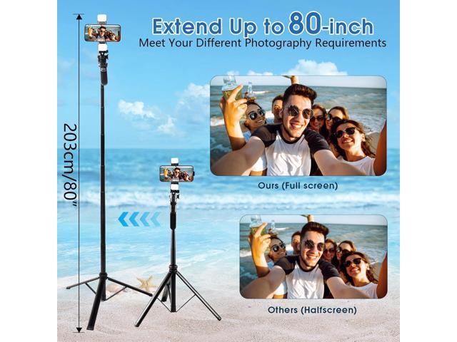 80' Phone Tripod, Selfie Stick Tripod with Remote Extendable All-in-1 Travel Light Phone Tripod Stand, Portable Camera Tripod Compatible with...