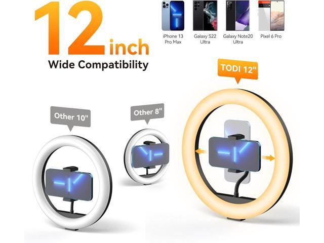 TODI 12' Ring Light with 63' extendable Tripod Stand, Selfie RingLight with Phone Holder and Selfie Remote, 2-in-1 Dimmable LED Ring Light for...