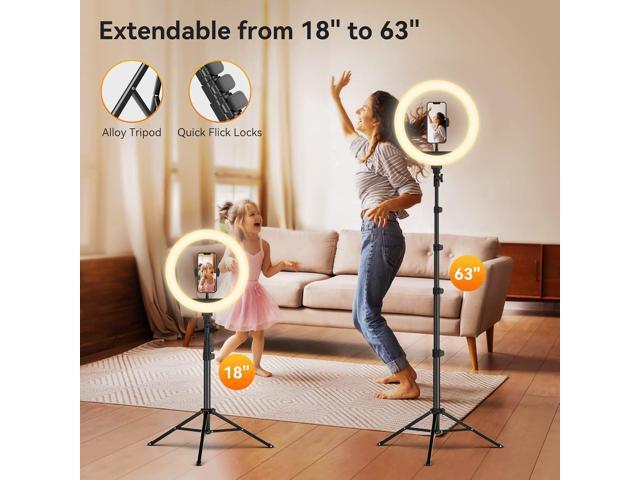 TODI 12' Ring Light with 63' extendable Tripod Stand, Selfie RingLight with Phone Holder and Selfie Remote, 2-in-1 Dimmable LED Ring Light for...
