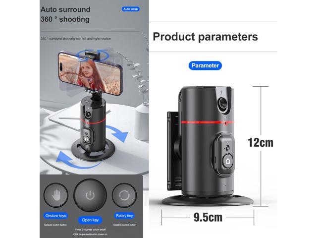 Auto Tracking Phone Holder,360° Rotation Phone Camera Mount Smart Shooting Phone Tracking Holder with Remote Selfie Stick for iPhone Android...