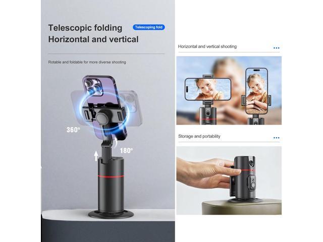 Auto Tracking Phone Holder,360° Rotation Phone Camera Mount Smart Shooting Phone Tracking Holder with Remote Selfie Stick for iPhone Android...