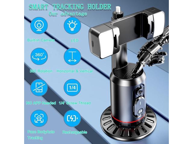 Auto Face Tracking Tripod 360° Rotating Auto Tracking Phone Stand, No App, Gesture Control Smart Shooting Camera Mount with Selfie Light and Remote...
