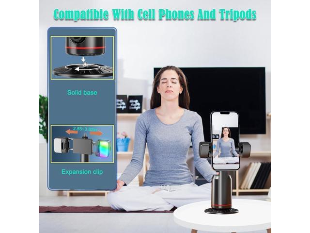 Auto Face Tracking Tripod 360° Rotating Auto Tracking Phone Stand, No App, Gesture Control Smart Shooting Camera Mount with Selfie Light and Remote...