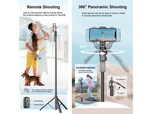 80' Phone Tripod & Selfie Stick - All in One Extendable Tall Cell Phone Tripod for iPhone with Remote and Cold Shoe Mount, 360° Rotation Tripods...