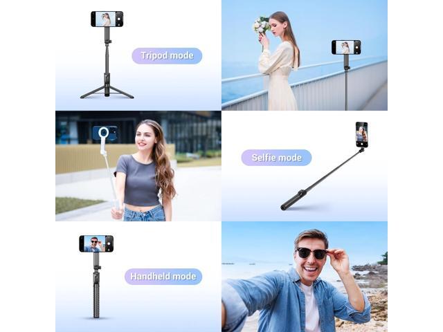 Magnetic Phone Tripod Selfie Stick, 40.9 Extendable Cell Phone Tripod Stand for iPhone 16 15 14 13 12 MagSafe Phone Case with Clamp & Wireless...
