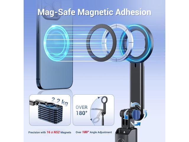 Magnetic Phone Tripod Selfie Stick, 40.9 Extendable Cell Phone Tripod Stand for iPhone 16 15 14 13 12 MagSafe Phone Case with Clamp & Wireless...